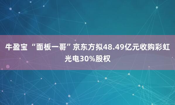 牛盈宝 “面板一哥”京东方拟48.49亿元收购彩虹光电30%股权