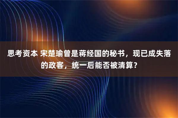 思考资本 宋楚瑜曾是蒋经国的秘书，现已成失落的政客，统一后能否被清算？
